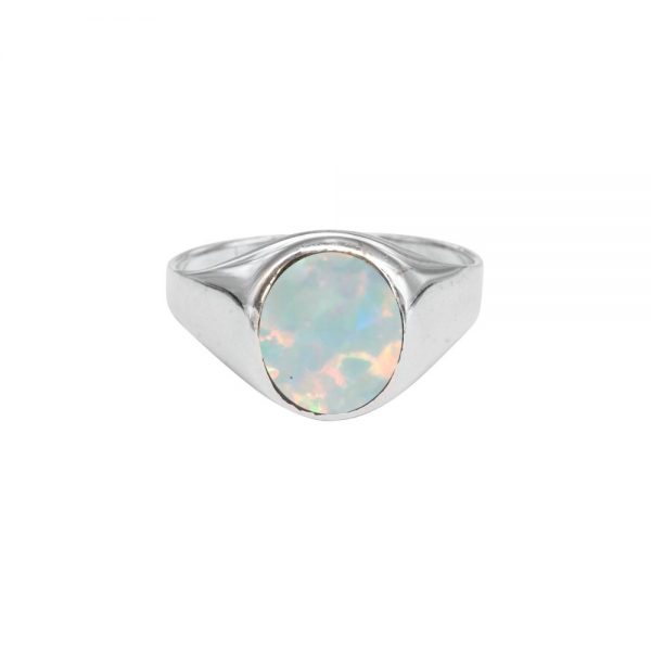 Silver Opalite Sun Ice Signet Ring