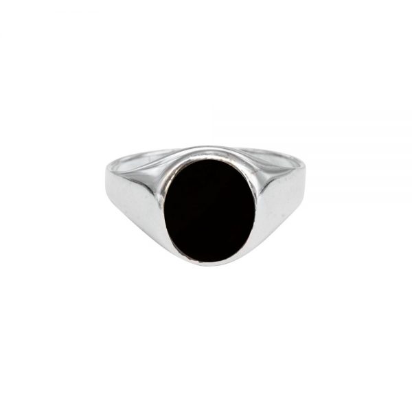 Silver Whitby Jet Signet Ring