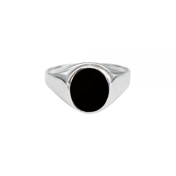 White Gold Whitby Jet Signet Ring