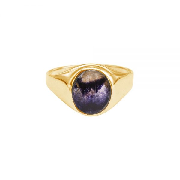 Yellow Gold Blue John Signet Ring