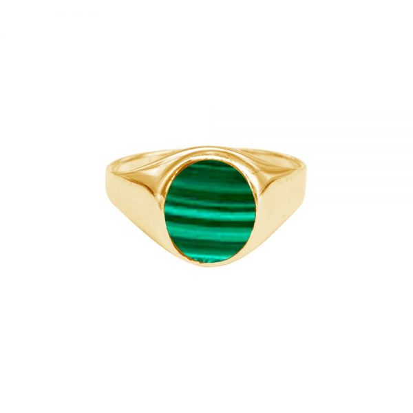 Yellow Gold Malachite Signet Ring