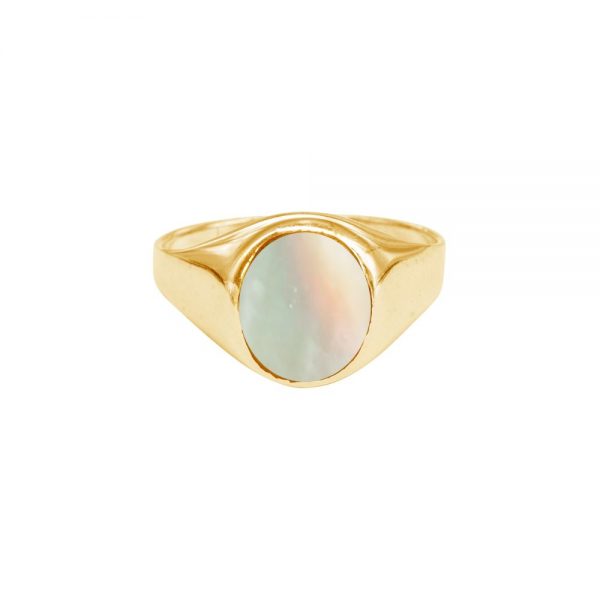 Yellow Gold Mother of Pearl Signet Ring