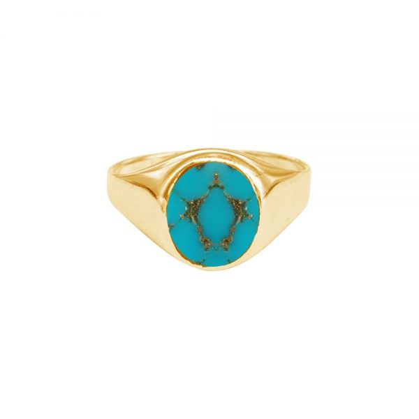 Yellow Gold Turquoise Signet Ring