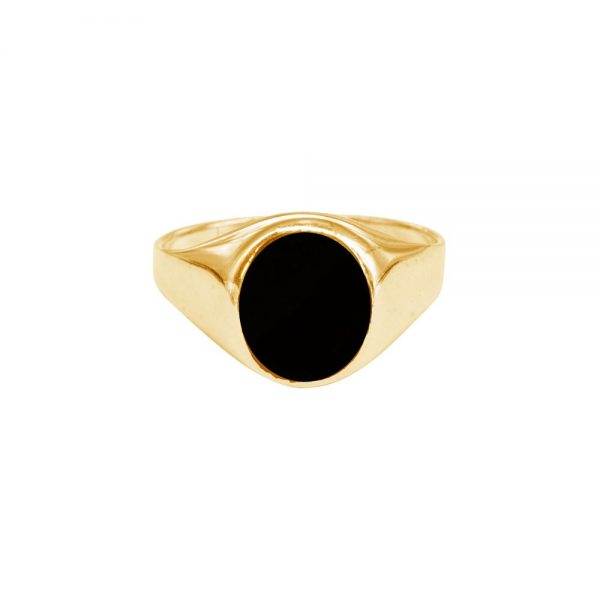 Yellow Gold Whitby Jet Signet Ring