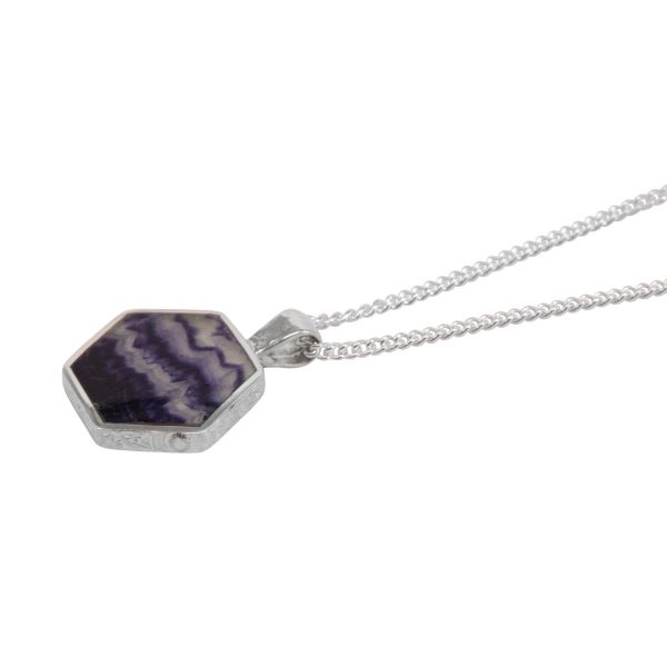 Silver Blue John Hexagonal Double Sided Pendant