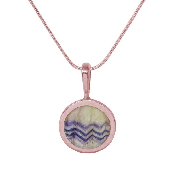 Rose Gold Blue John Round Pendant