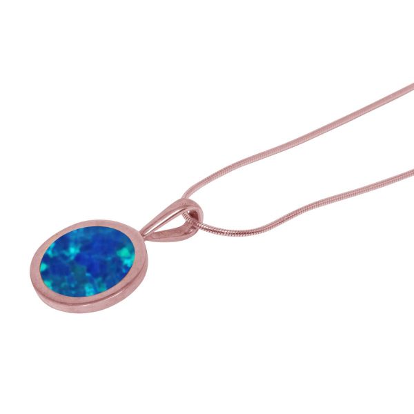 Rose Gold Opalite Cobalt Blue Round Pendant