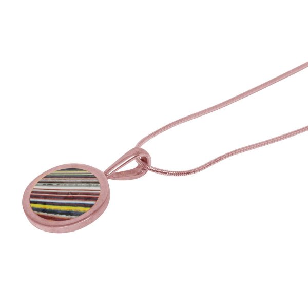 Rose Gold Fordite Round Pendant