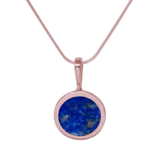 Rose Gold Lapis Round Pendant