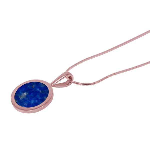 Rose Gold Lapis Round Pendant