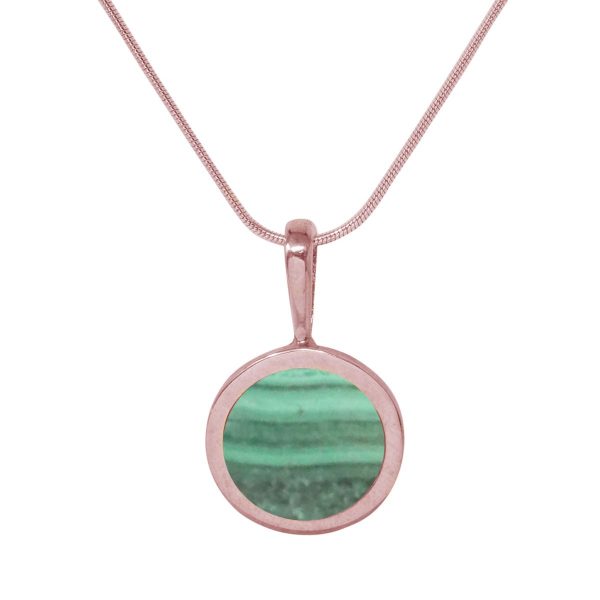 Rose Gold Malachite Round Pendant