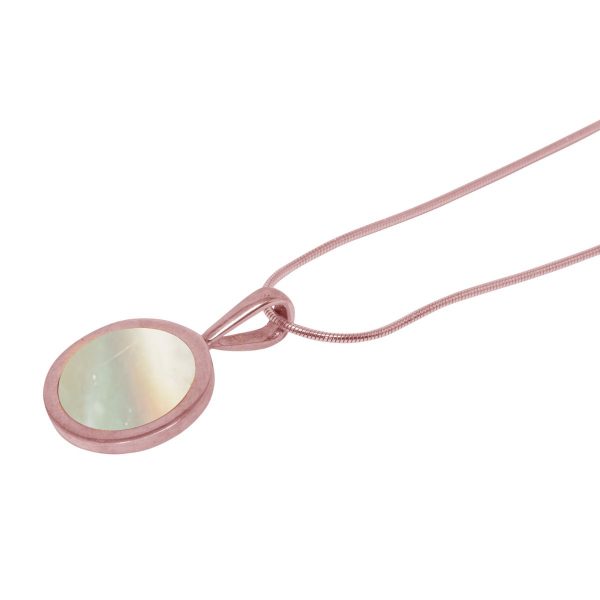 Rose Gold Mother of Pearl Round Pendant