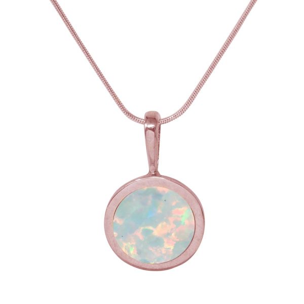 Rose Gold Opalite Sun Ice Round Pendant