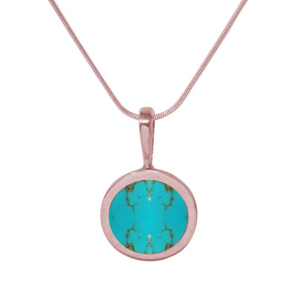 Rose Gold Turquoise Round Pendant