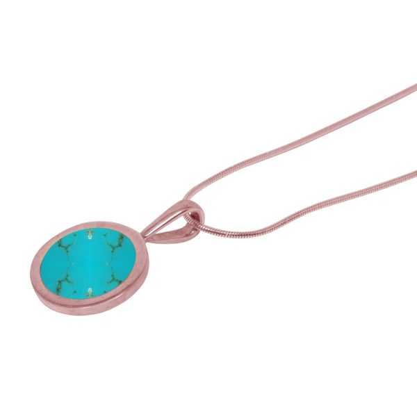 Rose Gold Turquoise Round Pendant