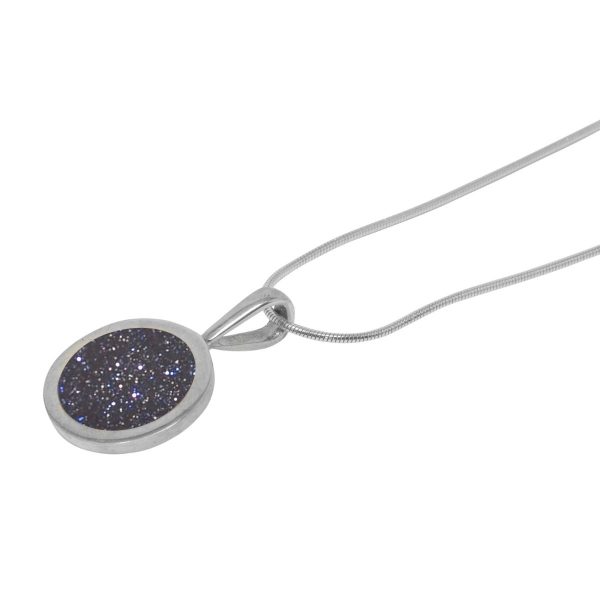 Silver Blue Goldstone Round Pendant