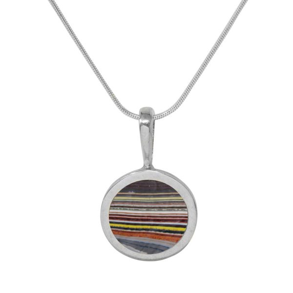 Silver Fordite Round Pendant