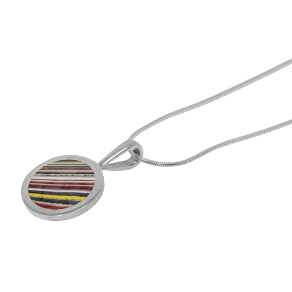 Silver Fordite Round Pendant