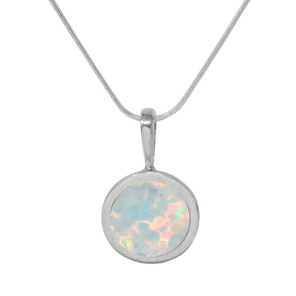 Silver Opalite Sun Ice Round Pendant