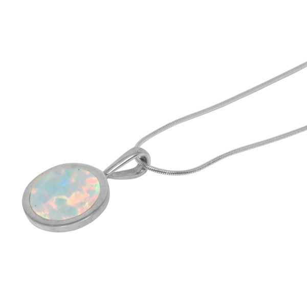 Silver Oplaite Sun Ice Round Pendant