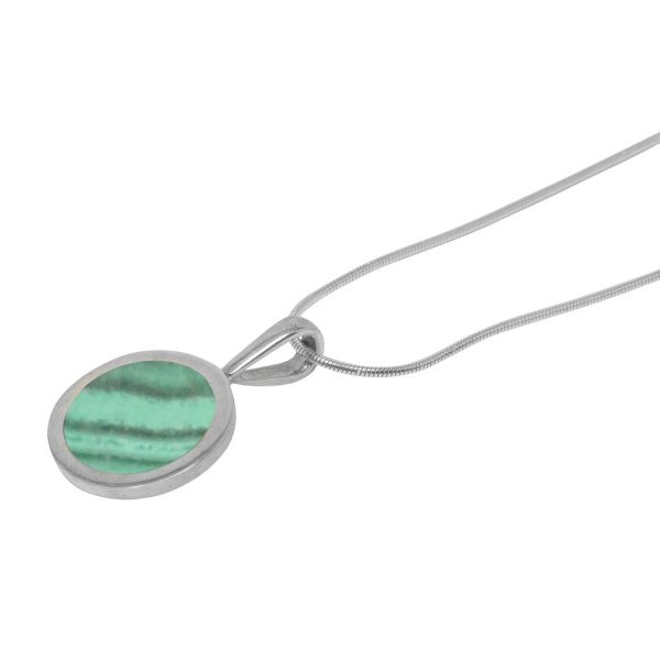 White Gold Malachite Round Pendant