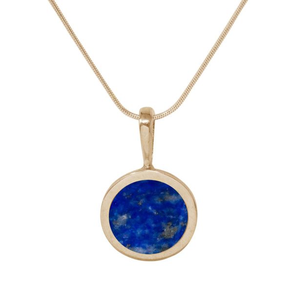 Yellow Gold Lapis Round Pendant