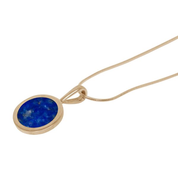 Yellow Gold Lapis Round Pendant