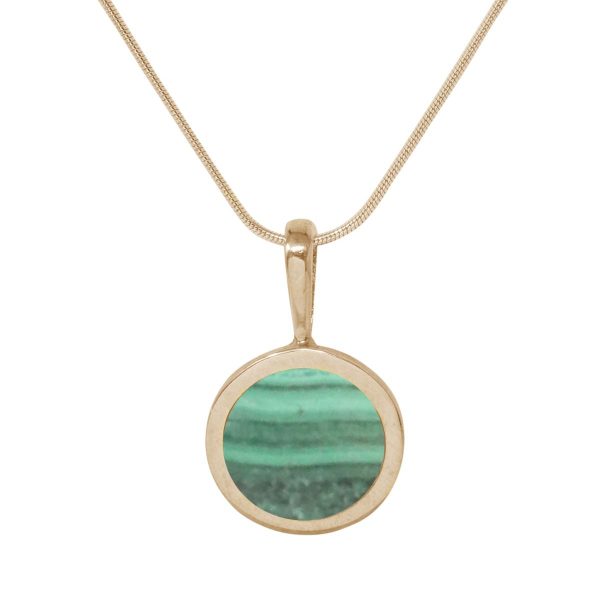 Yellow Gold Malachite Round Pendant