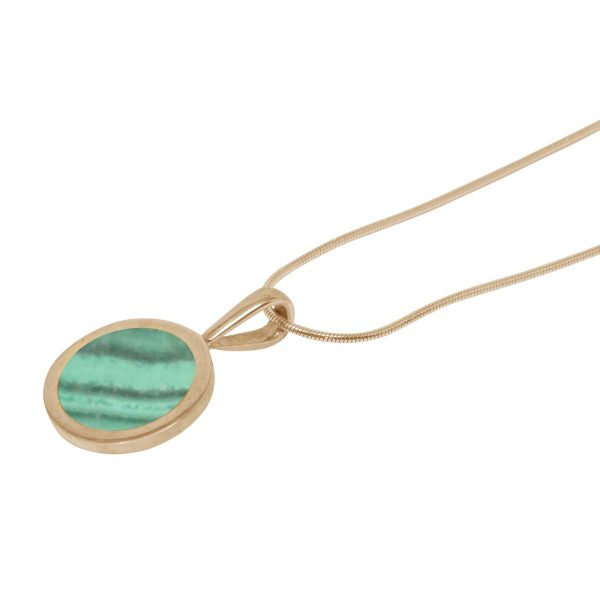 Yellow Gold Malachite Round Pendant