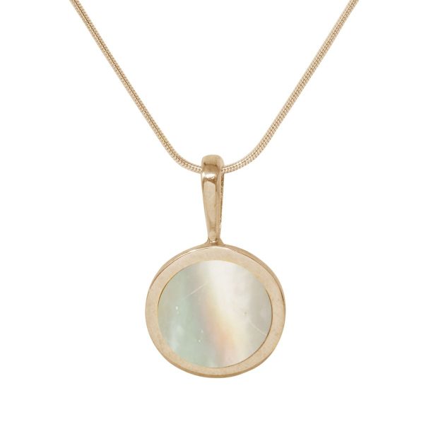 Yellow Gold Mother of Pearl Round Pendant