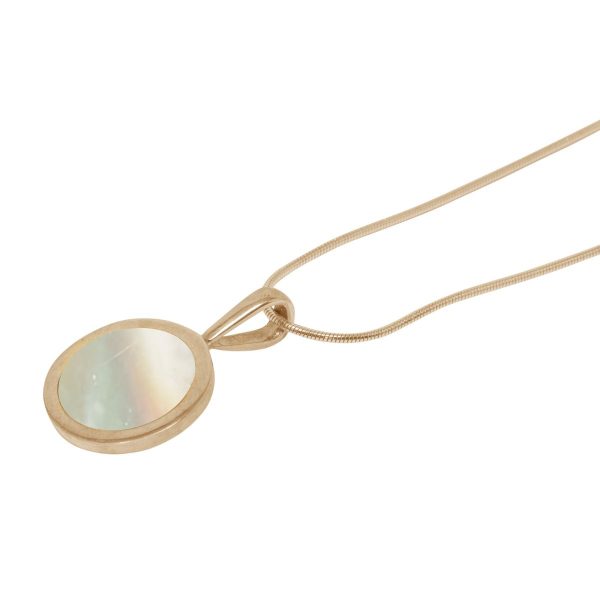 Yellow Gold Mother of Pearl Round Pendant