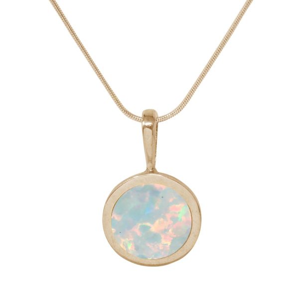 Yellow Gold Opalite Sun Ice Round Pendant