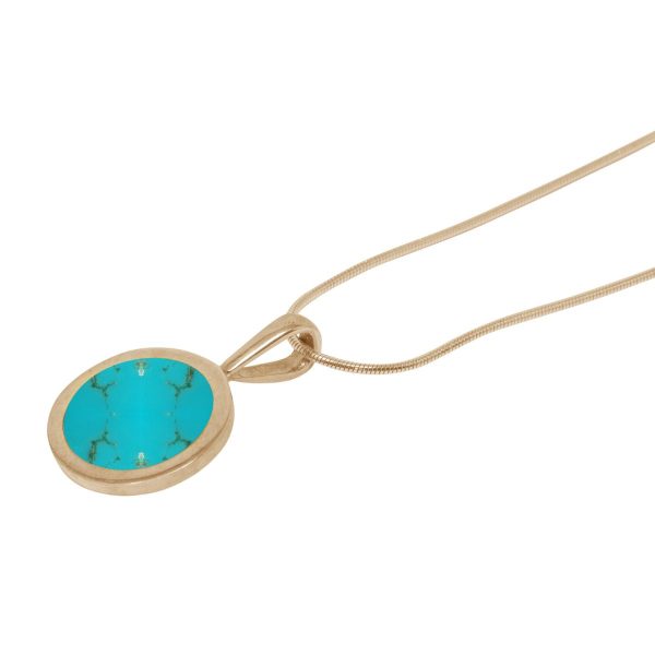 Yellow Gold Turquoise Round Pendant