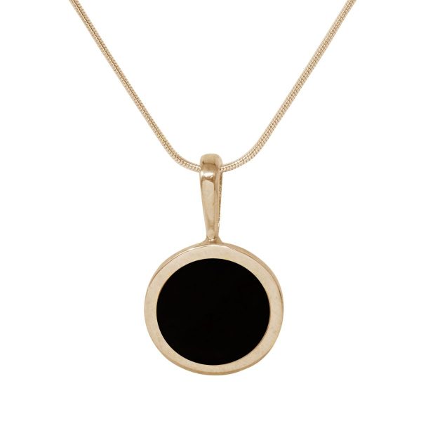 Yellow Gold Whitby Jet Round Pendant