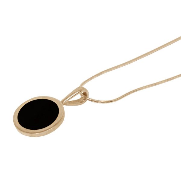 Yellow Gold Whitby Jet Round Pendant