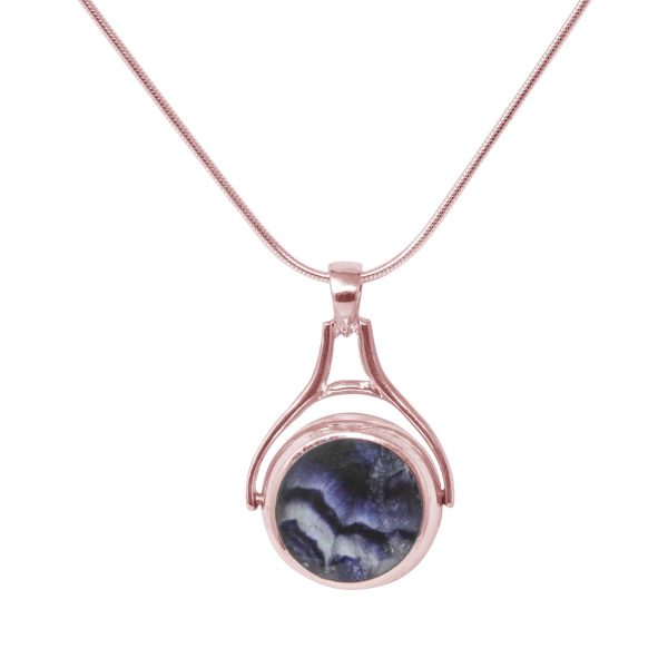 Rose Gold Blue John Round Double Sided Pendant