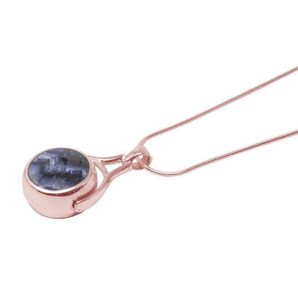 Rose Gold Blue John Round Double Sided Pendant