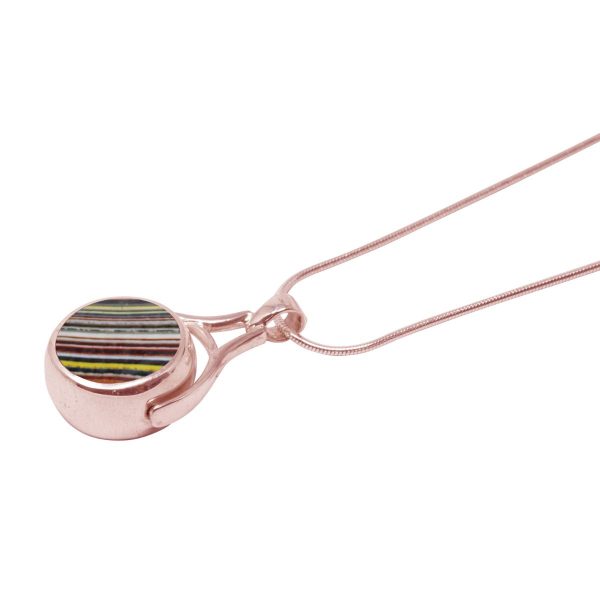 Rose Gold Fordite Round Double Sided Pendant