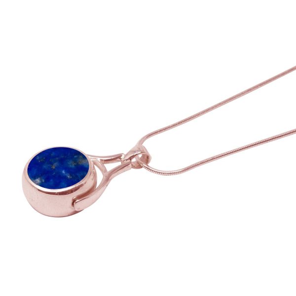 Rose Gold Lapis Round Double Sided Pendant