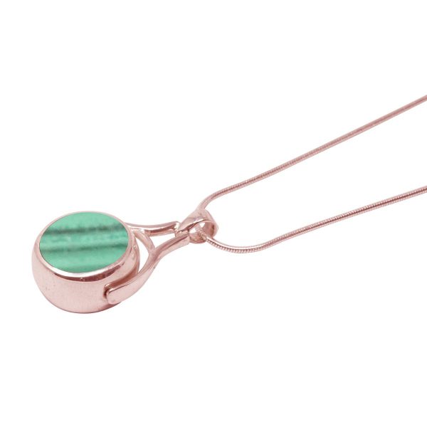 Rose Gold Malachite Round Double Sided Pendant