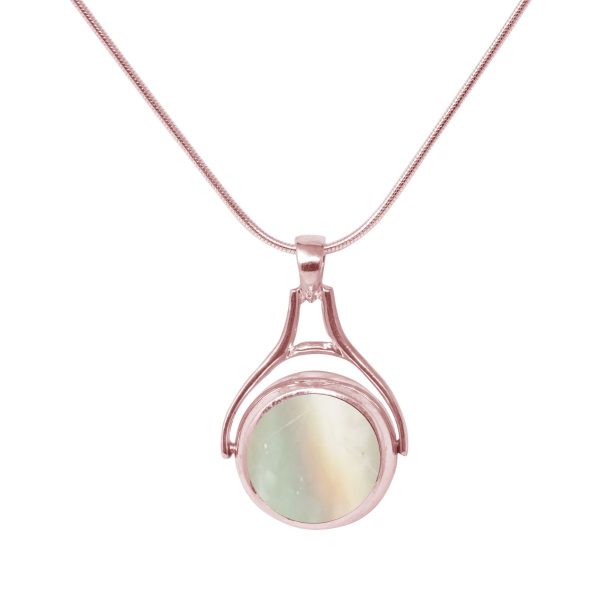 Rose Gold Mother of Pearl Round Double Sided Pendant