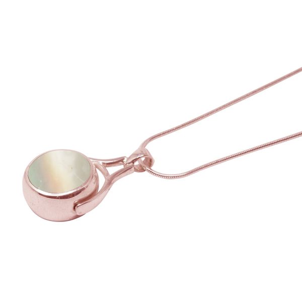 Rose Gold Mother of Pearl Round Double Sided Pendant