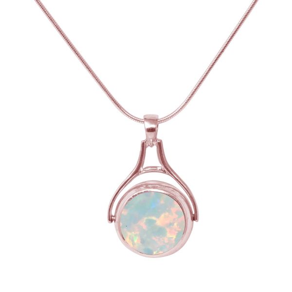 Rose Gold Opalite Sun Ice Round Double Sided Pendant