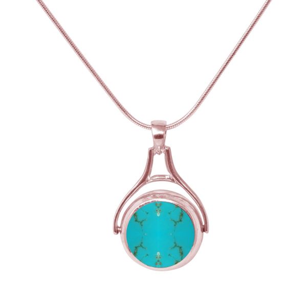 Rose Gold Turquoise Round Double Sided Pendant