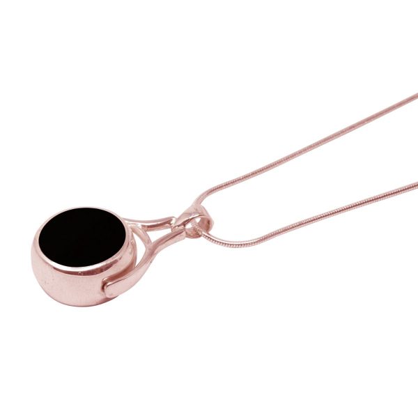 Rose Gold Whitby JetRound Double Sided Pendant