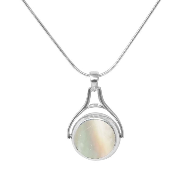 Silver Mother of Pearl Round Double Sided Pendant