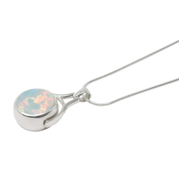 Silver Opalite Sun Ice Round Double Sided Pendant