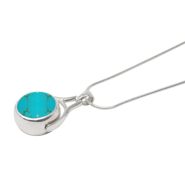 Silver Turquoise Round Double Sided Pendant