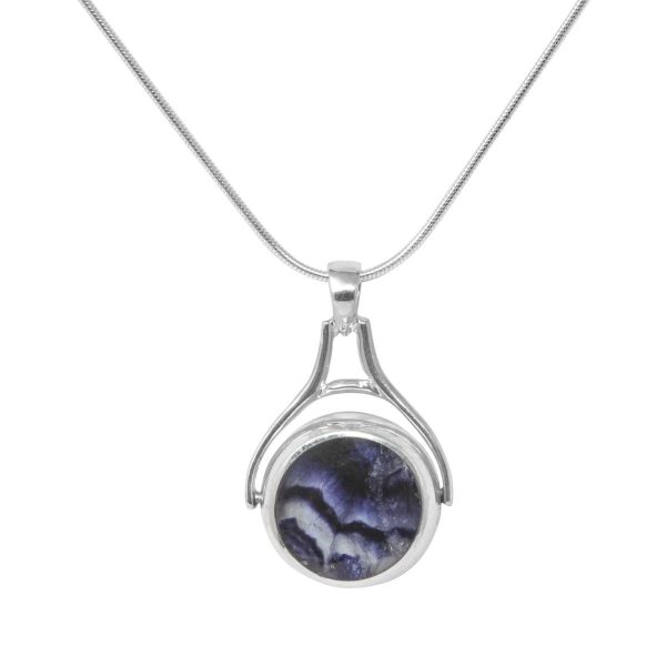 White Gold Blue John Round Double Sided Pendant