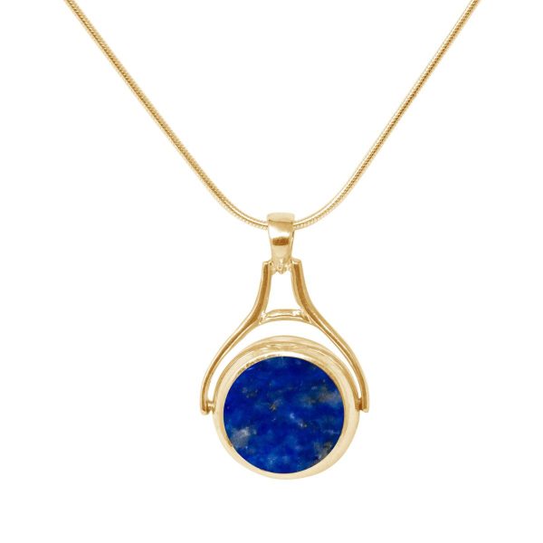 Yellow Lapis Round Double Sided Pendant